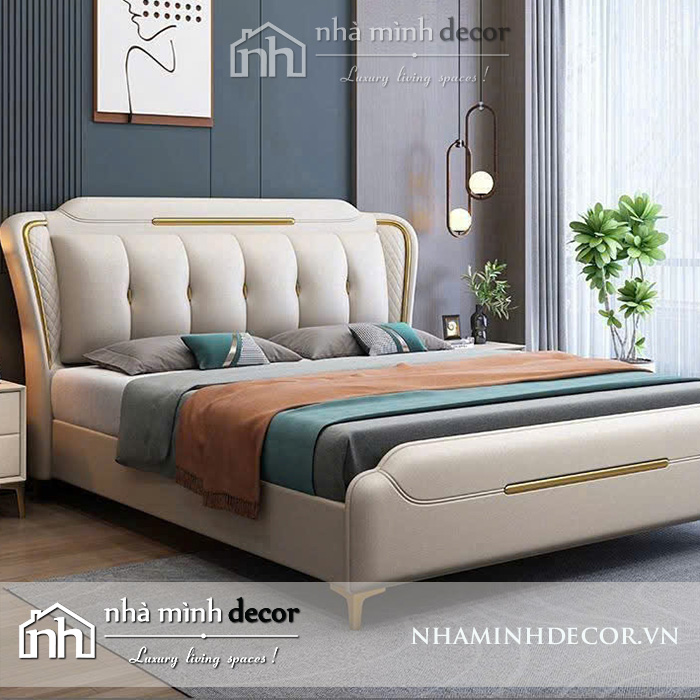 Giường bọc da thật cao cấp