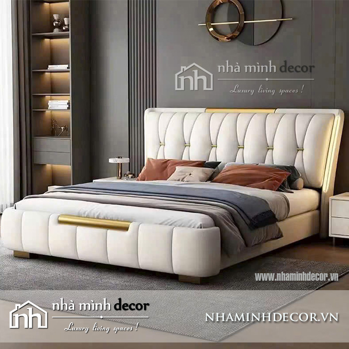 Giường bọc da đa dạng màu sắc